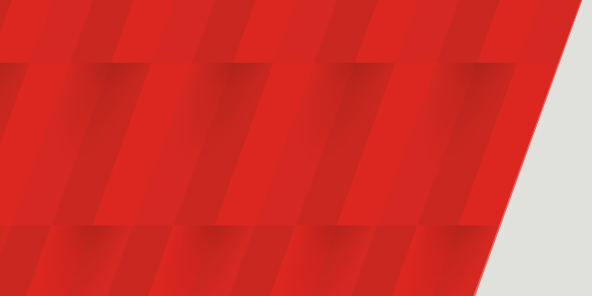 A red textured background with a small angled gray stripe in the right corner.