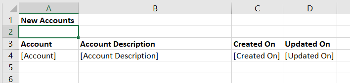 New Accounts formatted in excel