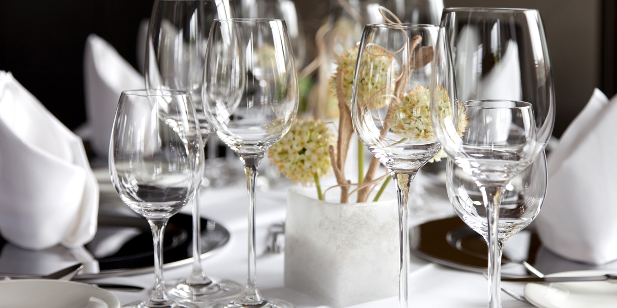 Wine Glasses at a Table Setting