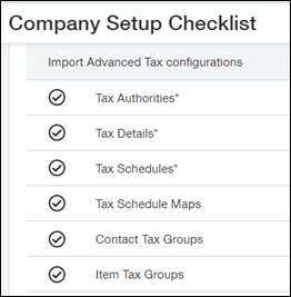 Advanced tax templates on company setup checklist