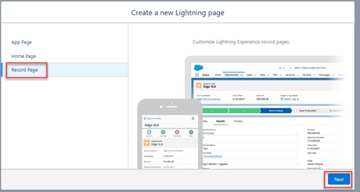 Create a new Lightning Page Record Page highlighted