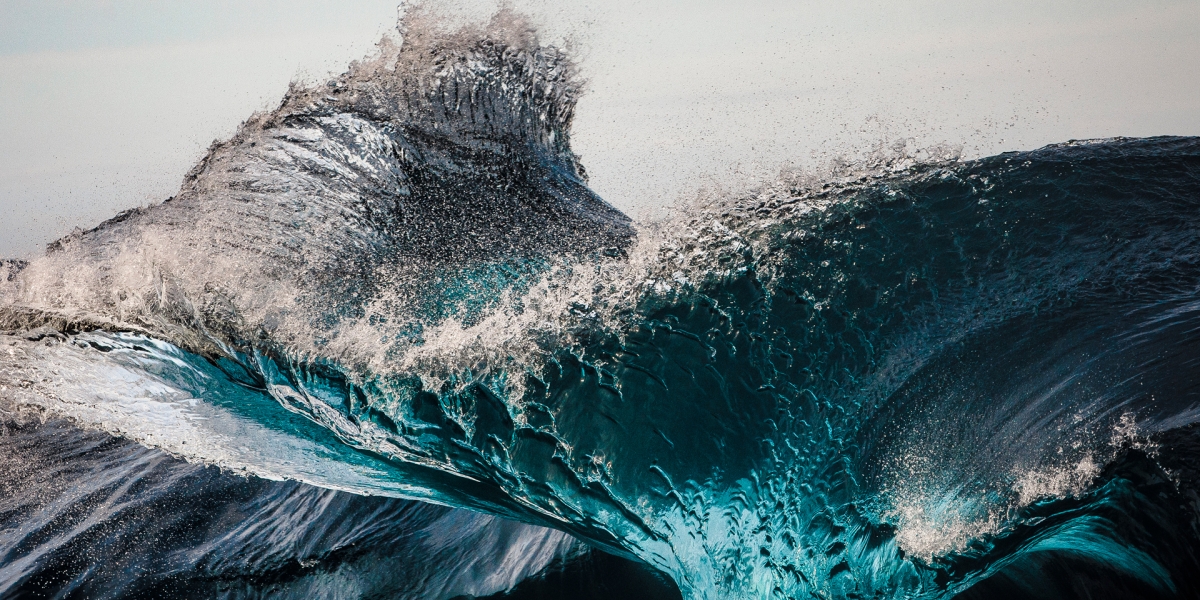 Close up shot of breaking wave