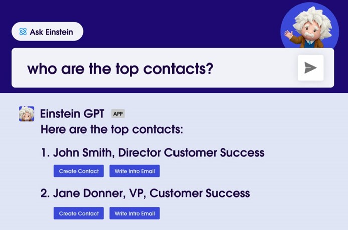 Salesforce Einstein GPT AI Ask Question About Who Are the Top Contacts 