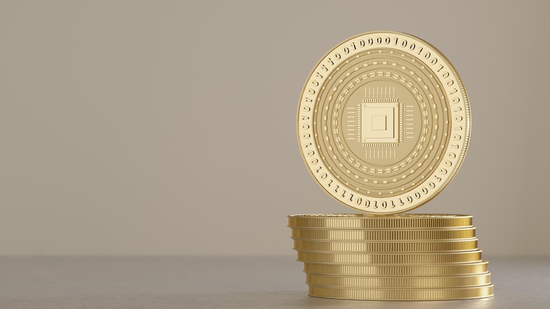 Stack of silver coins as example for virtual crypto currency