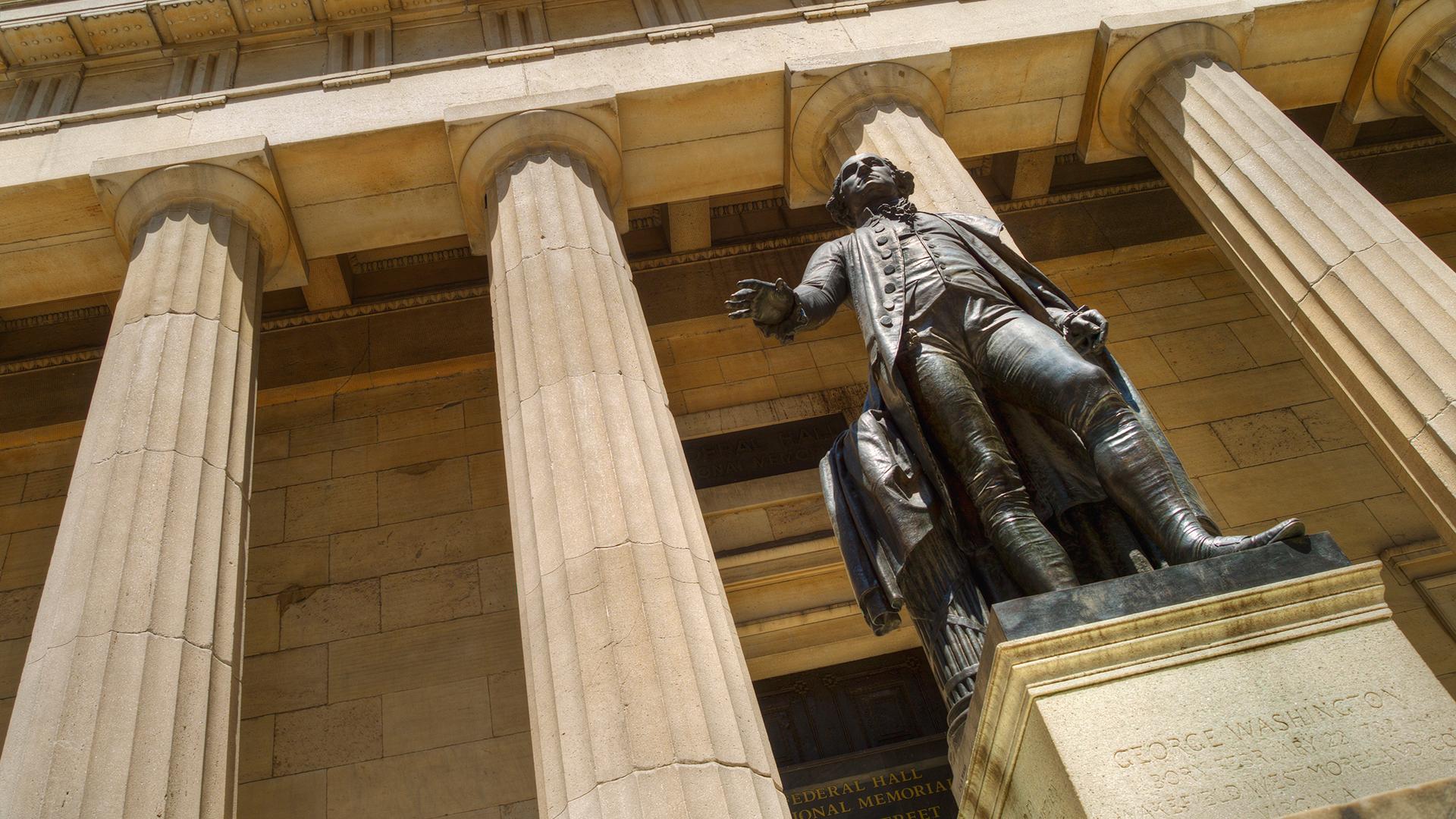 Statue of George Washington in front of Federal Hall