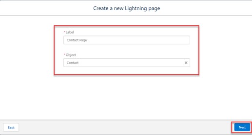 Create a new Lightning Page Label and Object highlighted