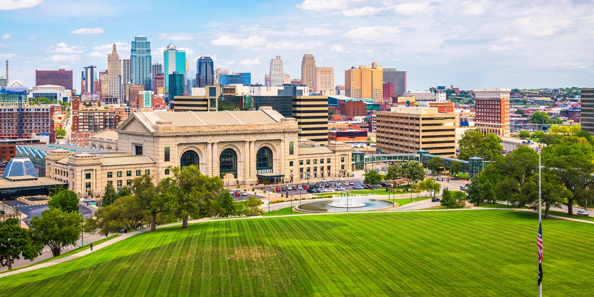 Manicured Lawn with City Backdrop