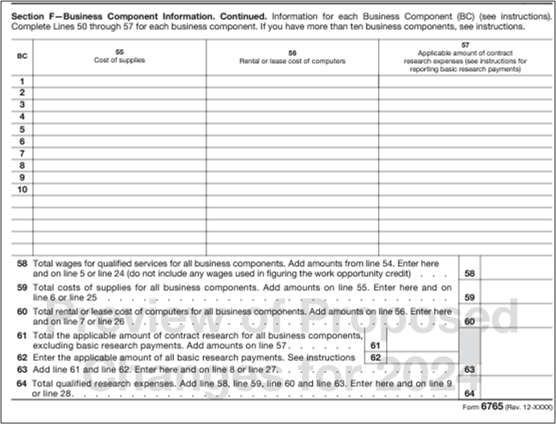 Form 6765 Section F - Part 2