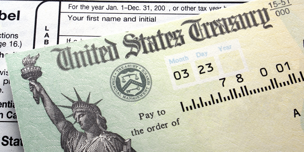 U.S. Treasury pay check.